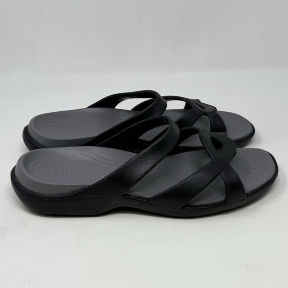 Crocs Meleen Twist Slide Sandals Womens 11 Black Open Toe Casual Comfort - Picture 5 of 15